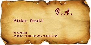 Vider Anett névjegykártya